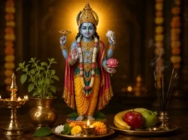 भगवान विष्णु के साथ एकादशी व्रत पूजा का सांकेतिक चित्र