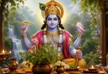 कामिका एकादशी व्रत: कथा, पूजा विधि, नियम, महत्व और पूरी जानकारी कामिका एकादशी व्रत पर भगवान विष्णु की पूजा करते हुए भक्तिमय चित्र