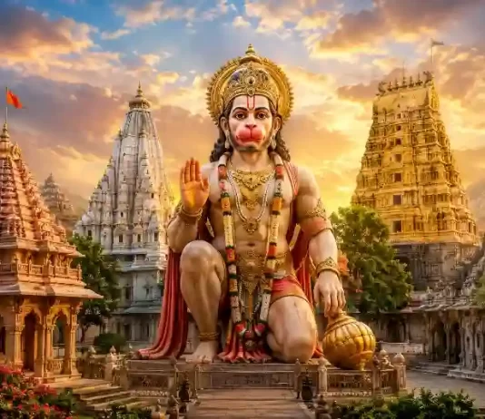 भारत के प्रसिद्ध हनुमान मंदिरों का प्रतीकात्मक दृश्य