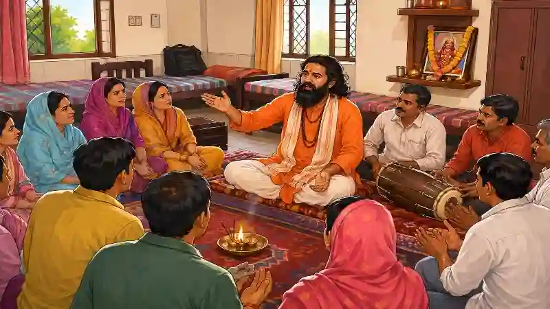 मेहंदीपुर बालाजी में भगत और संगत मेहंदीपुर बालाजी में भगत के साथ बैठी संगत